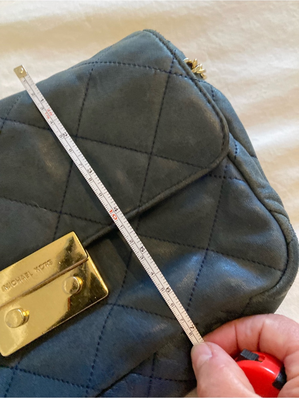 Michael Kors Quilted Navy BlueCrossbody with Gold Chain - Picture 10 of 12